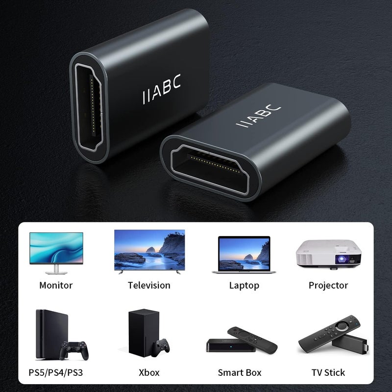 IIABC HDMI Coupler Female to Female 3 Pack 3D 4K@60Hz HDMI Adapter Aluminum Alloy Extension Cable Connector for HDTV, Roku Stick, Computer, PC, Monitor, Laptop, Projector, DVD Player, PS 5/4/3 - Image 5
